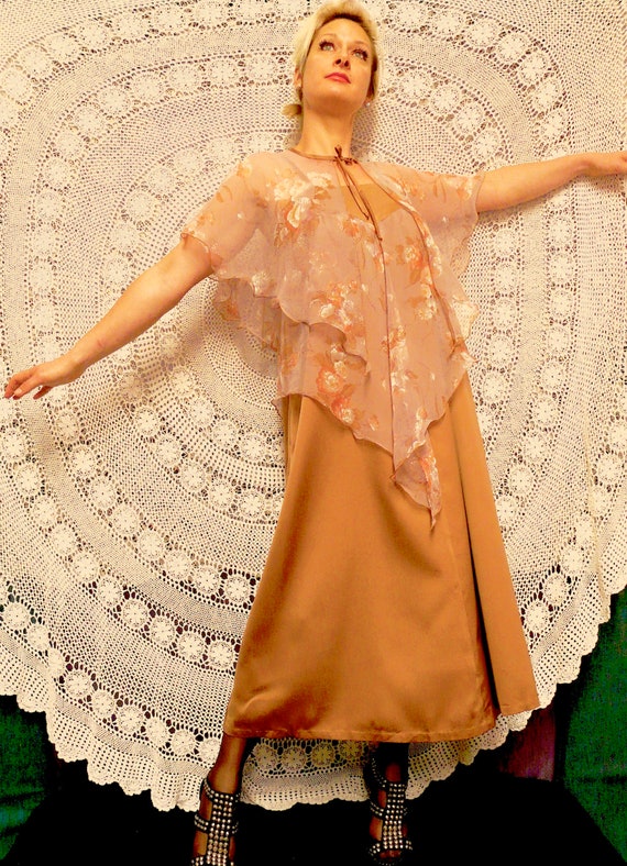 1970's Boho Maxi - Dress with Cape