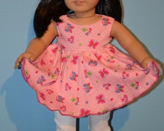 American Made Summer Twirl Vestido se adapta a 18 pulgadas niña muñecas-bebé muñeca estilo-rosa mariposa punto-blanco Leggings-rosa Clogs opcional-muy femenino!