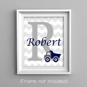 Dump Truck Monogram Print: Custom Boy Name Nursery Decor