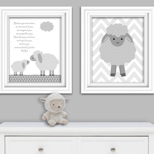 Lamb Nursery Decor Sheep Wall Art Gender Neutral Baby Wall Etsy