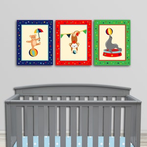 Circus Animals, Circus Nursery, Circus Seal, Circus Art Prints, Circus Decor, Baby Room Decor, Baby Room Circus, Baby Circus Decor, Monkey
