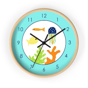 Fish Nursery Clock | Gender Neutral Baby Decor | Quiet Tick Nursery Clock