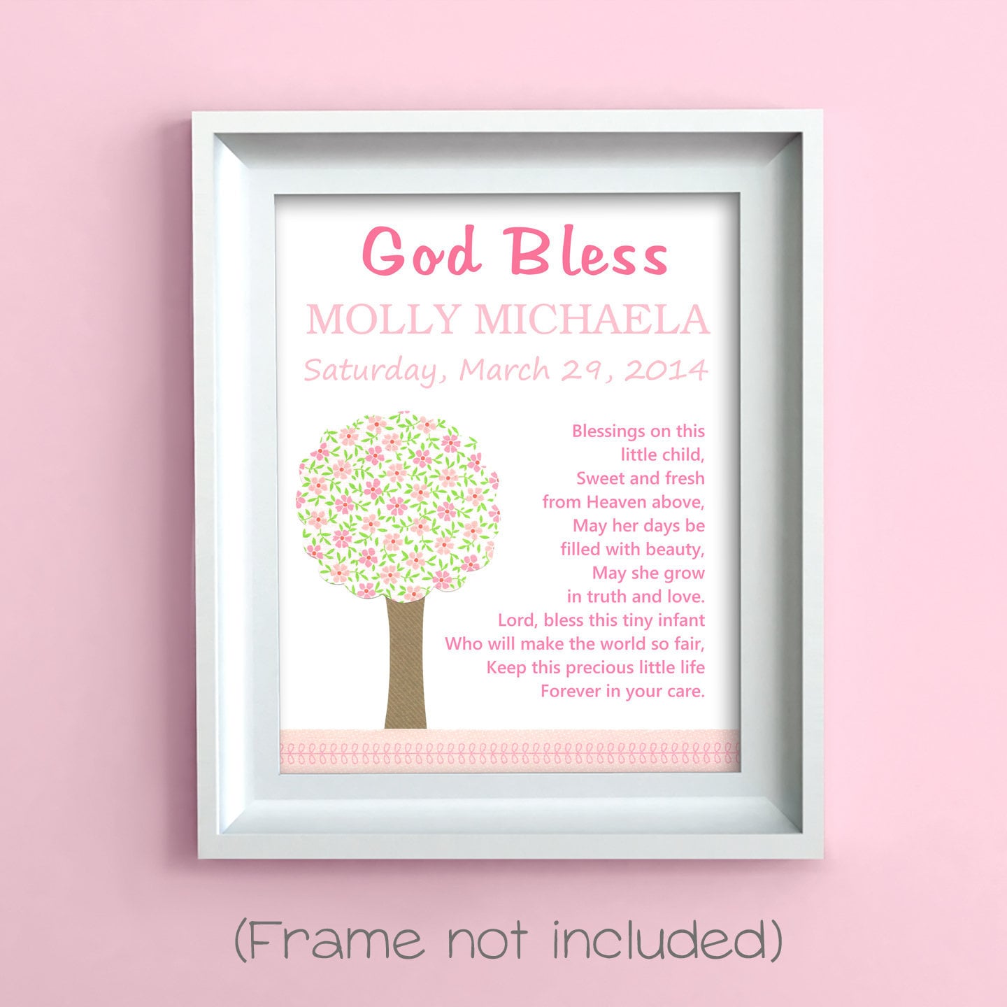 Baptism Poem Nursery Art Print Christening Prayer Girl’s - Etsy Israel