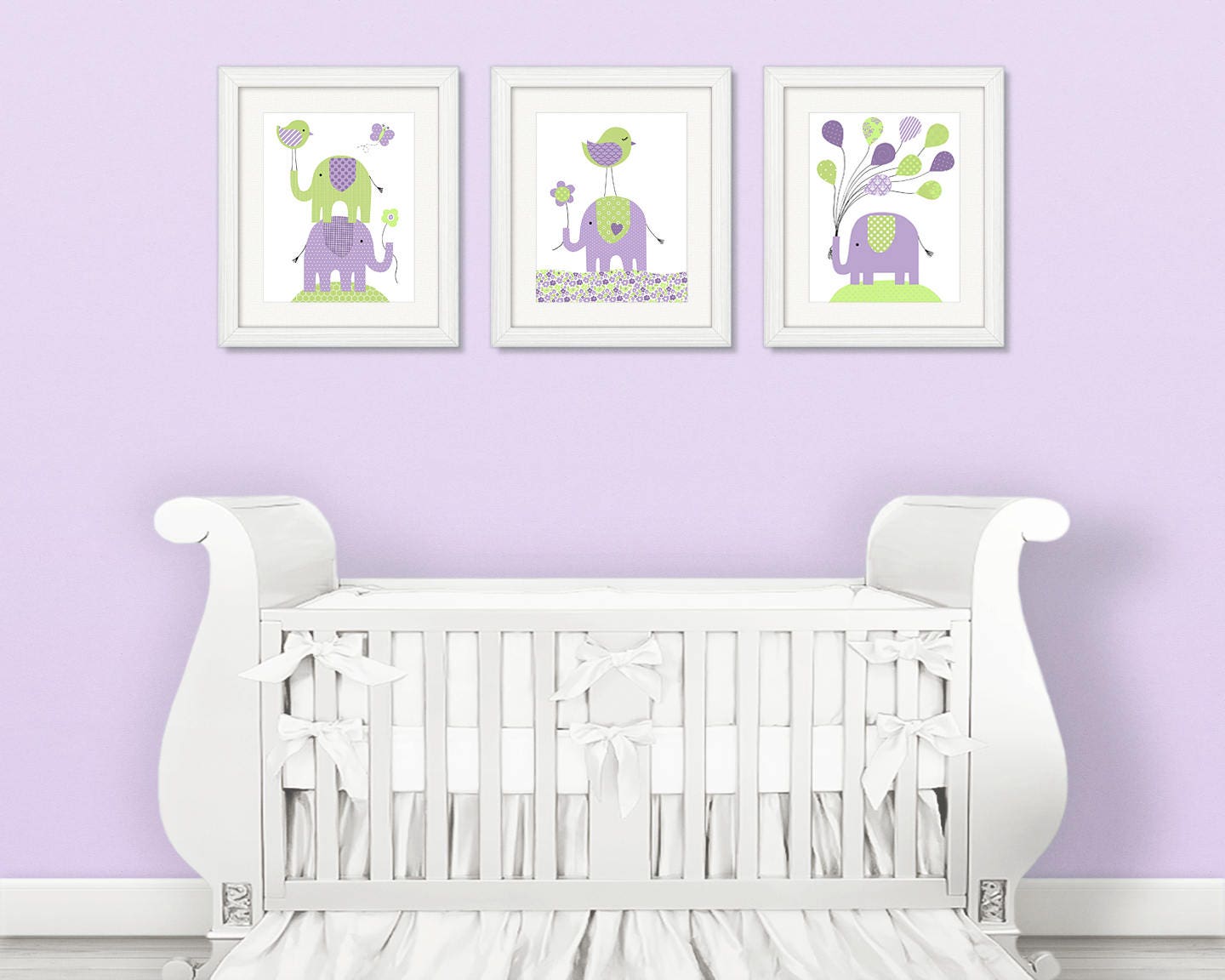 Elephant Nursery Baby Girl Decor Nursery Wall Art Green and | Etsy