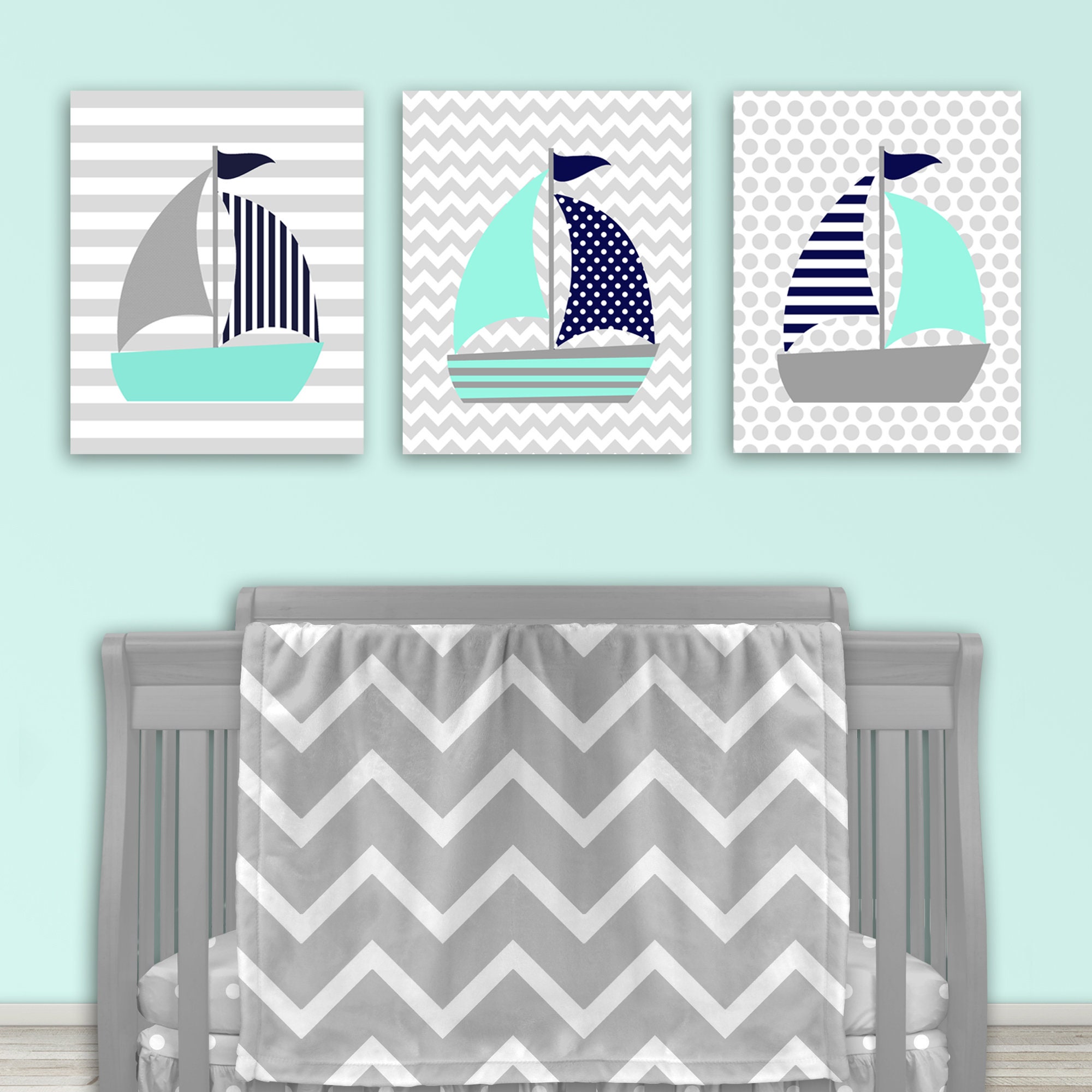 Nautical Nursery Art Nautical Wall Decor Ocean Nursery Art Etsy