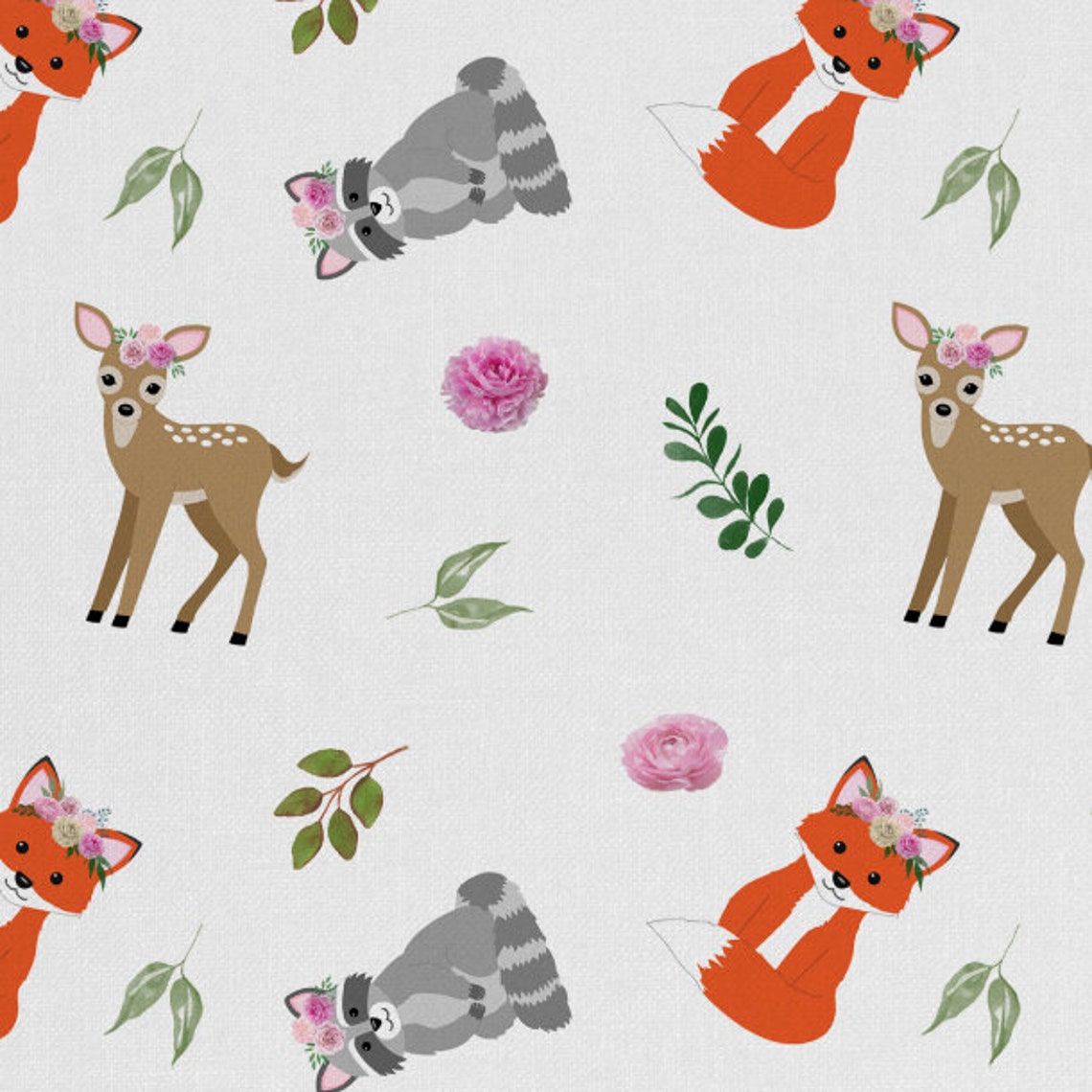 Woodland Animals Nursery Decor Changing Pad Cover Floral Etsy