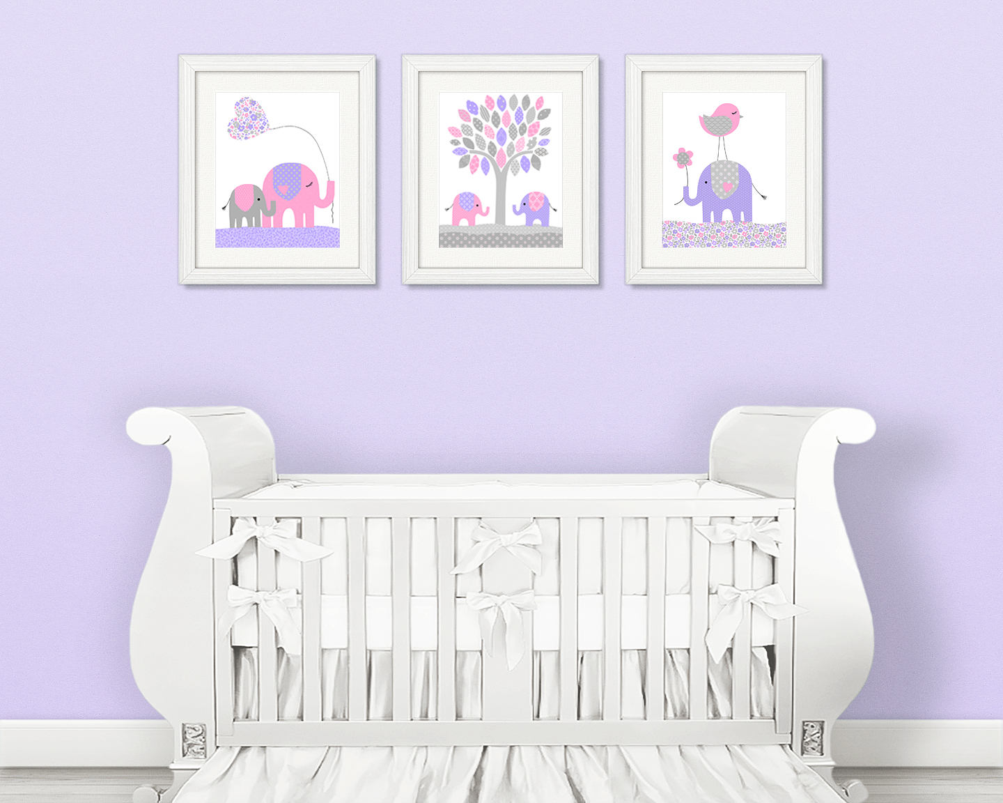 Elephant Nursery Wall Art Girl's Room Decor Baby Girl Etsy