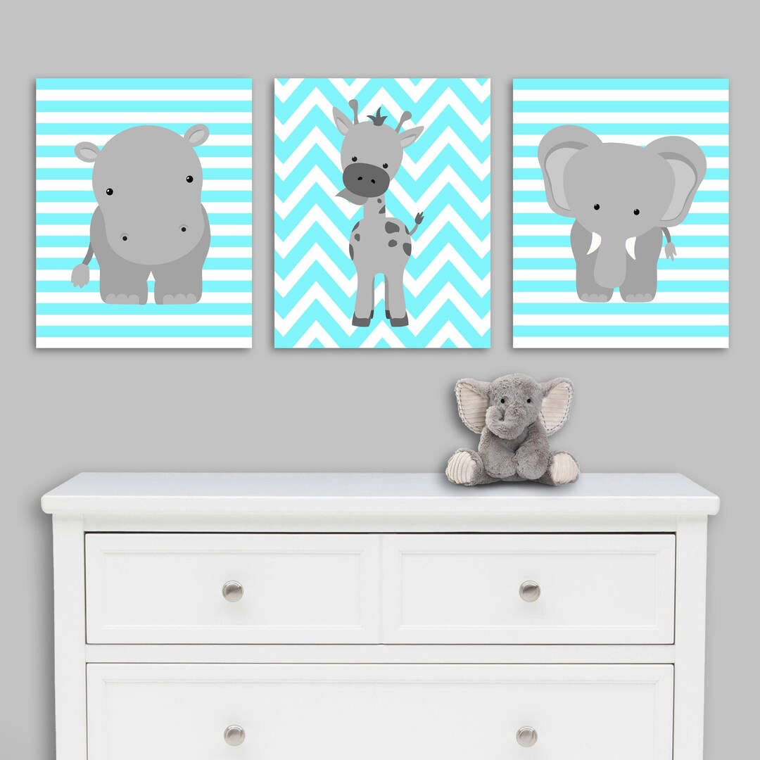 Zoo Nursery Art, Elephant Nursery Art, Zoo Wall Art, Gender Neutral Baby Decor, Baby Art Prints