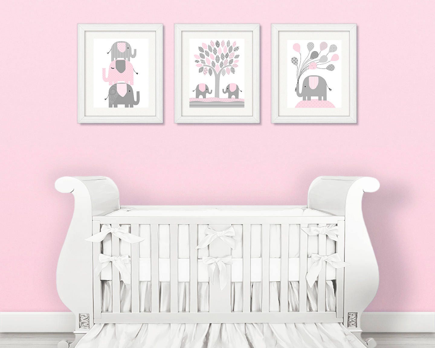Elephant Nursery Decor Pale Pink and Grey Girl's Room - Etsy Israel