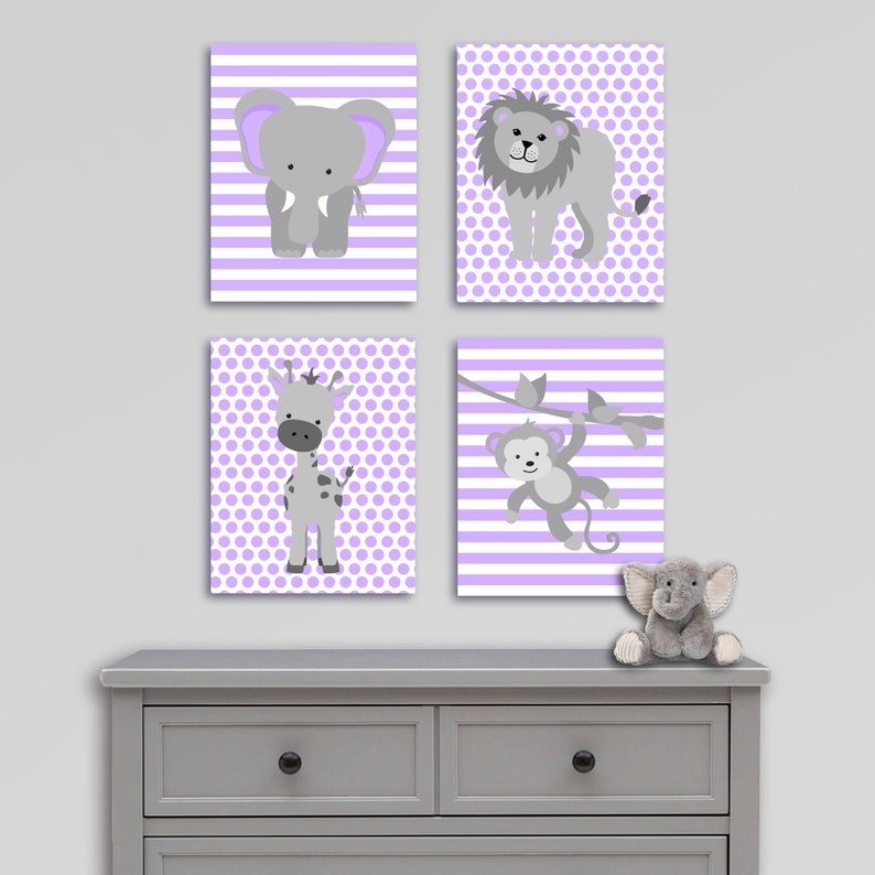 Zoo Nursery Decor Baby Girl Zoo Decor Lilac and Grey Safari Etsy
