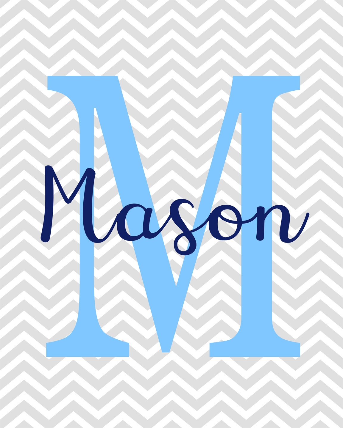 Baby Boy Monogram Boy Name Print Personalized Baby Decor Etsy