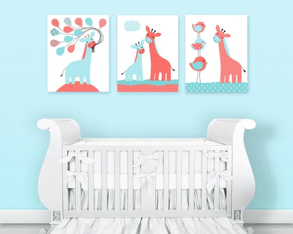 Giraffe Nursery Giraffe Wall Art Baby Room Giraffe Baby Etsy