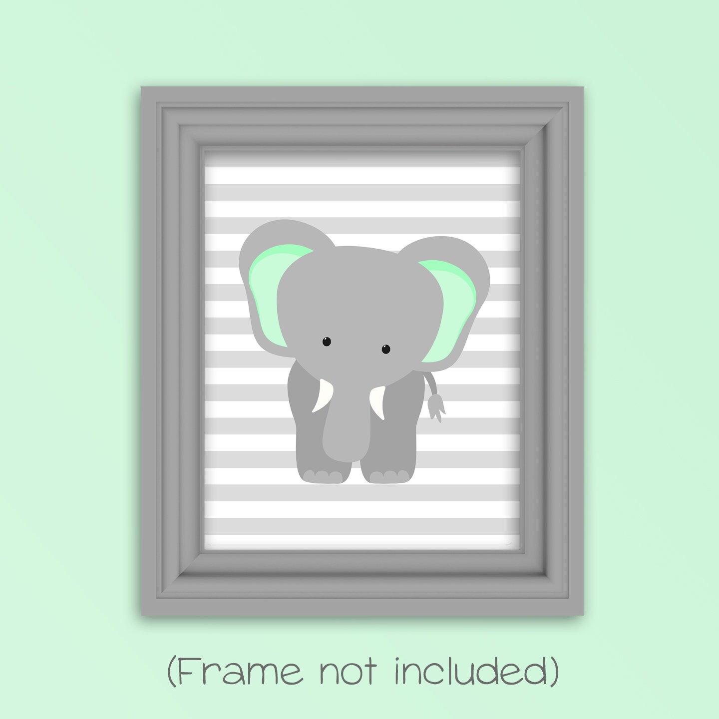 Elephant Nursery Art Gray and Mint Elephant Print Mint - Etsy Canada