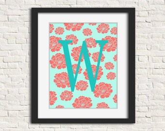 Monogram Nursery Art Print. Name Print, Baby Art Print, Baby Girl Nursery, Girl's Room Decor, Baby Shower Gift, Nursery Wall Art, Baby Room