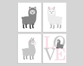 Llama Nursery Decor, Alpaca Baby Room, Nursery Art Prints, LLama Wall Decor, Baby Girl Llama Decor, Nursery Wall Art, Love Art Print, Canvas