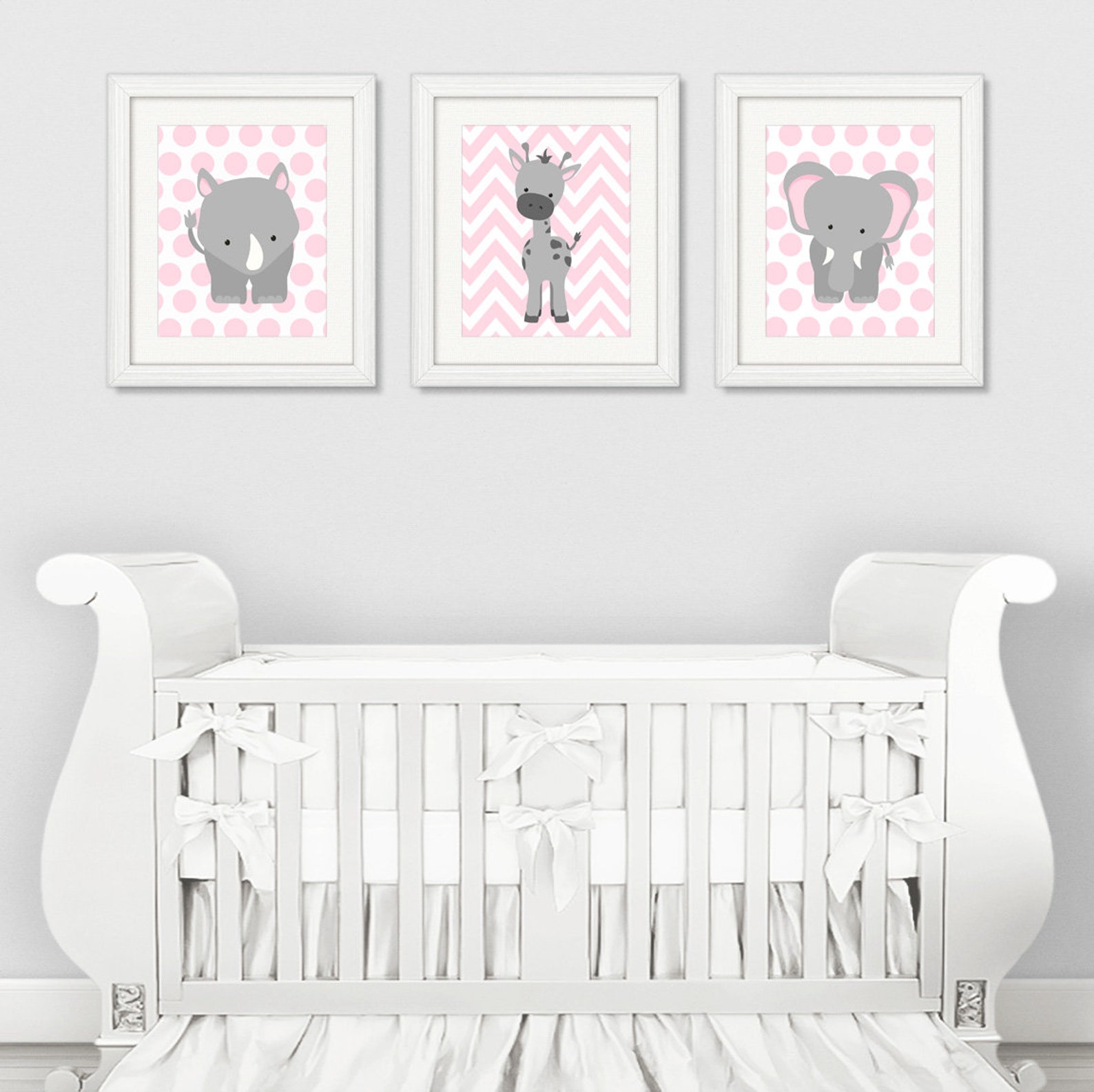 Zoo Nursery Decor Elephant Nursery Pink and Gray Baby Room Etsy