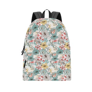 Pastel Floral Classic Backpack, Small Medium Large, Interior Laptop Sleeve, 2 Side Pockets, School Bag