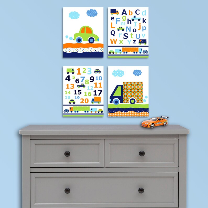 Transportation Nursery Art Car Nursery Decor Trucks Blue Etsy
