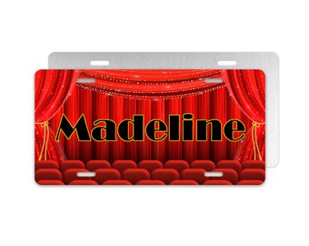 Theater License Plate with Name, Decorative License Plate for Actress, Actor Theater Car Tag, Actress Car Tag, Aluminum License Plate