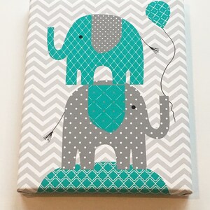 Elephant Nursery Art, Gray Turquoise Teal, Gender Neutral Baby Decor, Bible Verse, Love, Every Good and Perfect Gift Quote, Elephant Canvas image 9