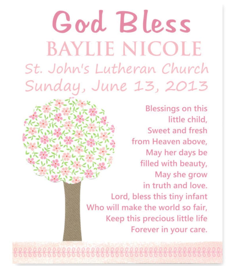 Baptism Poem Nursery Art Print Christening Prayer Girl’s - Etsy Israel
