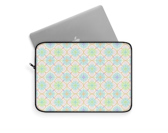 Laptop Sleeve, Colorful Pastel Medallions, 3 Sizes, Soft Laptop Case, Water Resistant Polyester