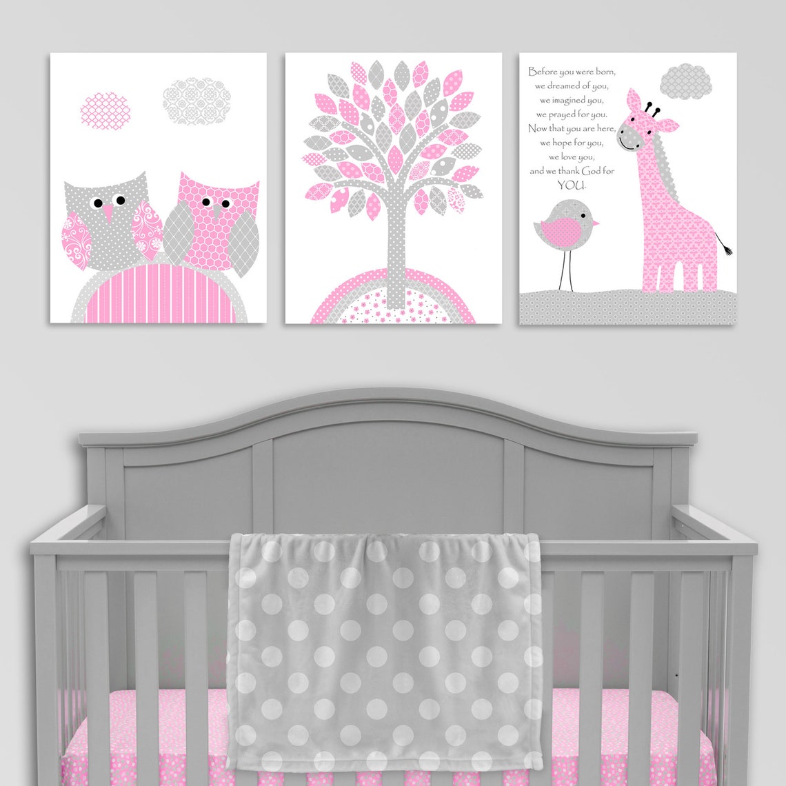 Grey and Pink Nursery Decor Baby Girl Room Girl Art Prints Etsy