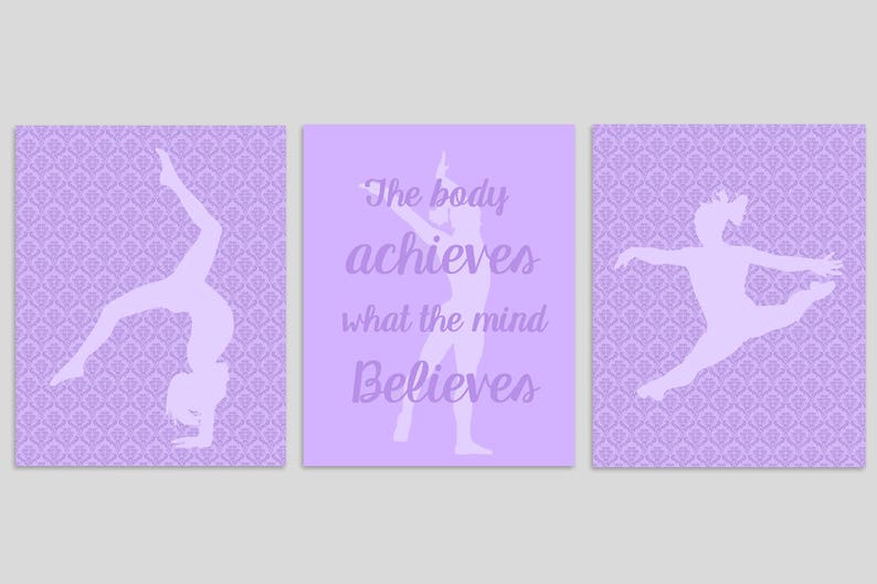 Gymnastics Wall Art Girl S Room Decor Purple Bedroom Etsy