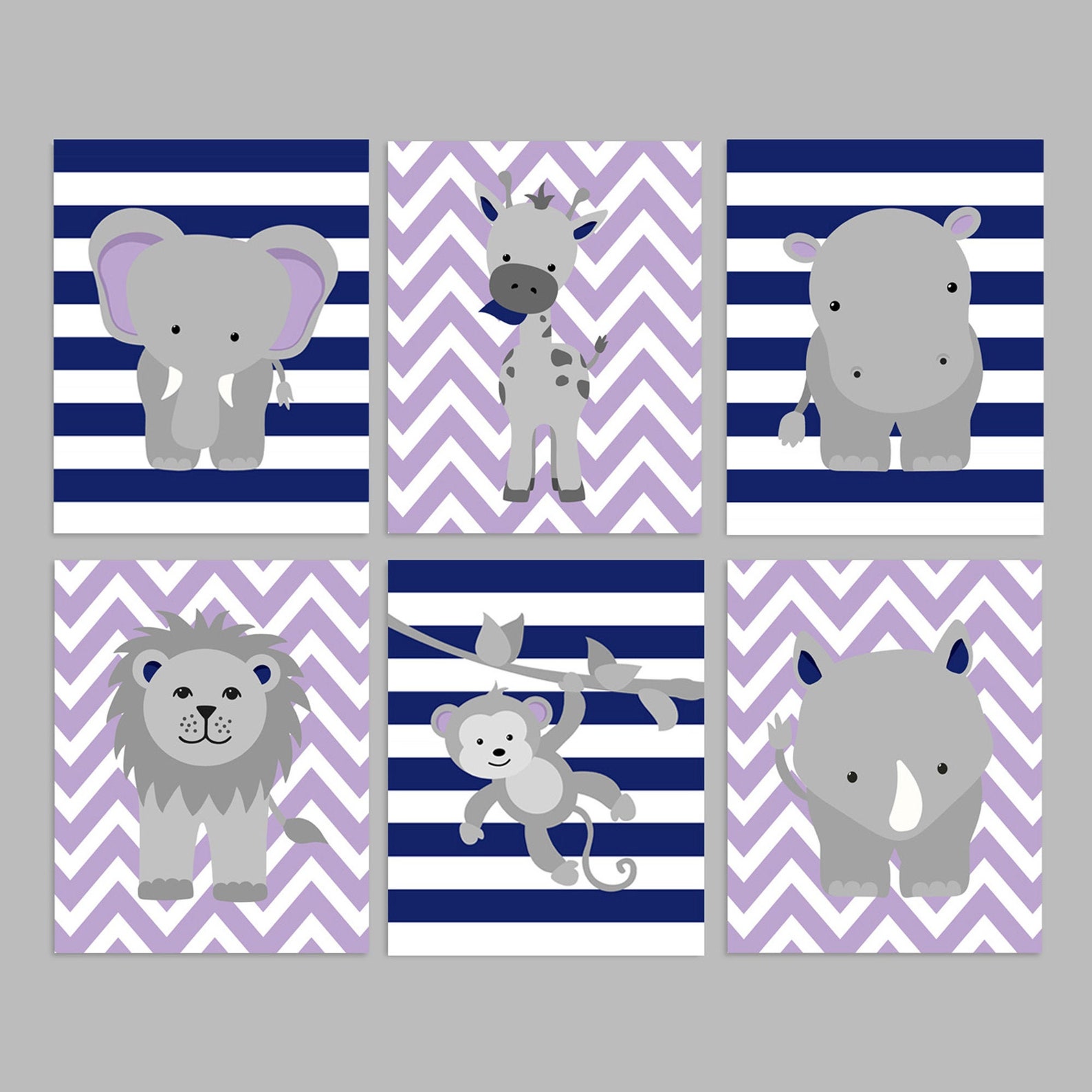 Zoo Nursery Decor Baby Girl Wall Art Baby Room Decor Purple Etsy