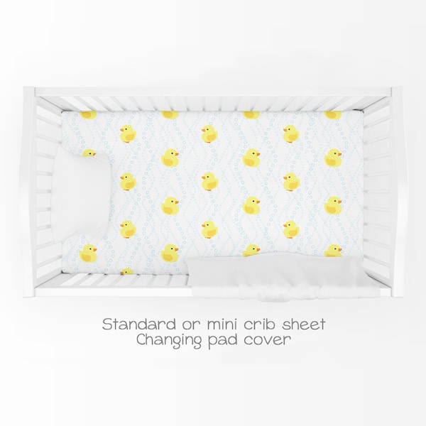 Duck Crib Sheet, Standard or Mini Crib Fitted Sheet, Ducky Baby Bedding, Toddler Bed Sheet, Duck Changing Pad Cover, Duckie Nursery, Ducky