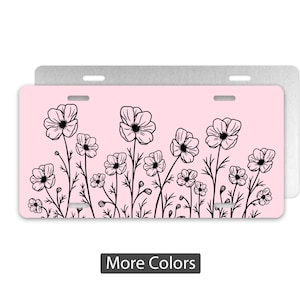 Wildflower Doodles License Plate: Floral Car Tag, USA Made