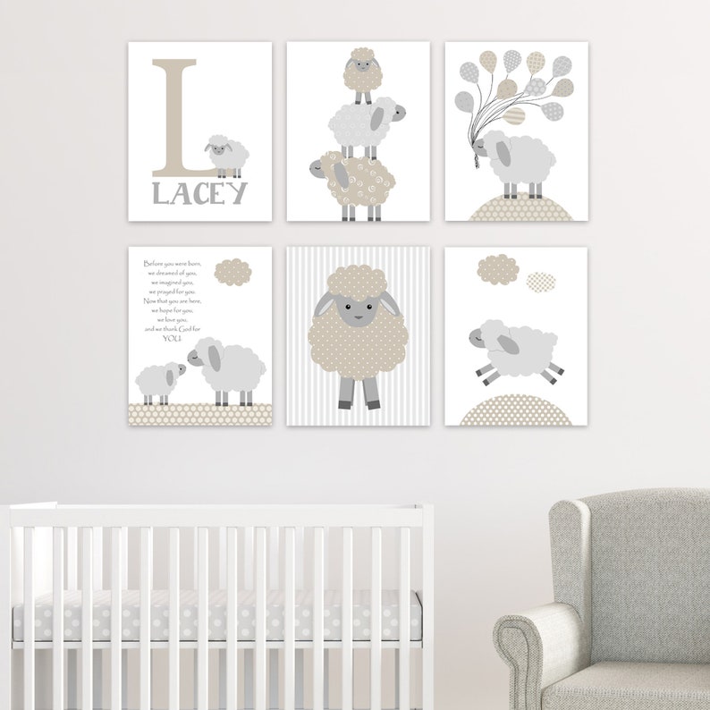 Lamb Nursery Decor Baby Sheep Wall Art Lamb Nursery Prints Etsy