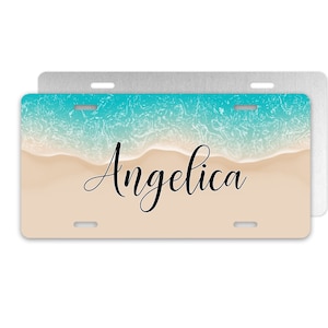 Beach License Plate, Personalized Beach Front Car Tag, Tropical Car Tag,  Decorative Front Car Plate,  Vanity Plate, Sea Shore Car Tag