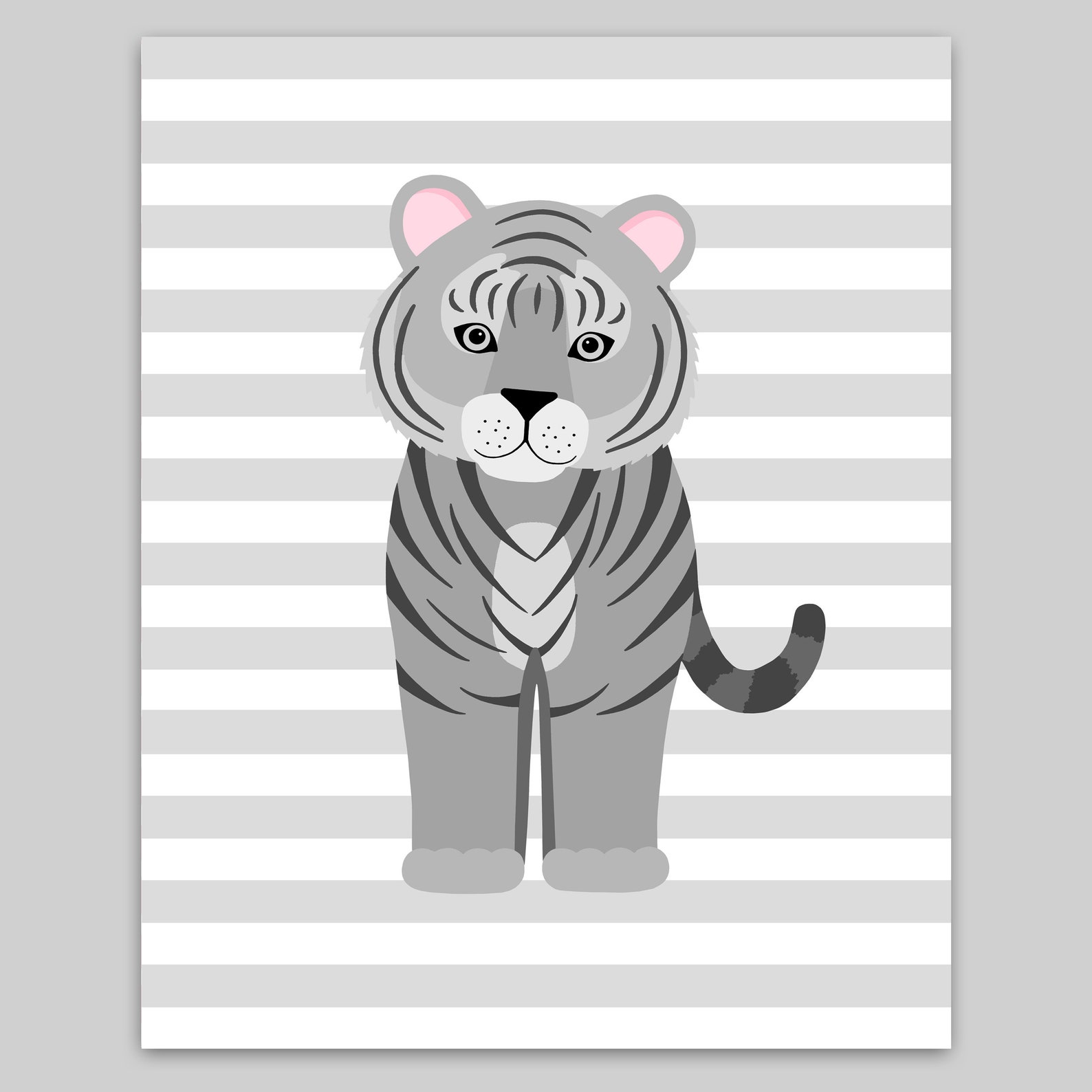 Tiger Nursery Art Baby Girl Zoo Art Zoo Nursery Decor Grey Etsy