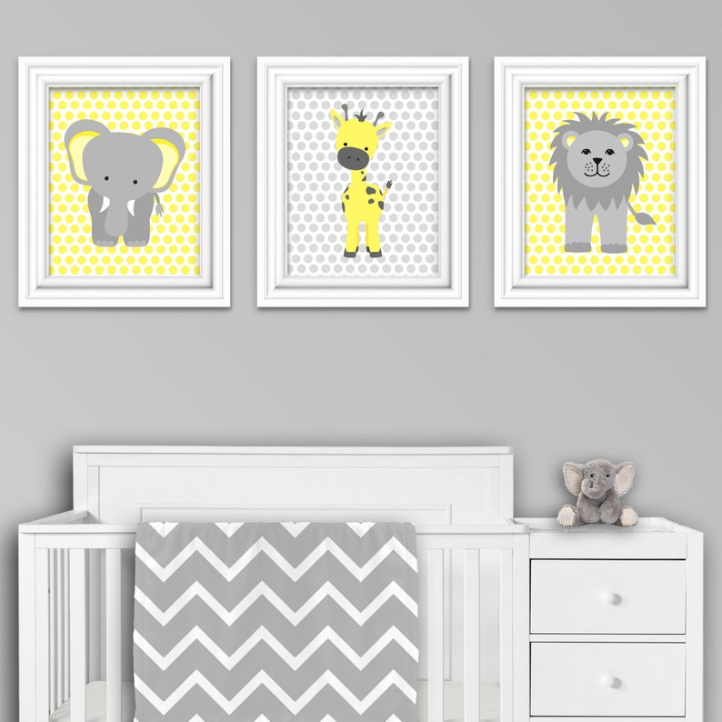 Zoo Nursery Decor Elephant Nursery Grey and Yellow Baby Zoo Etsy