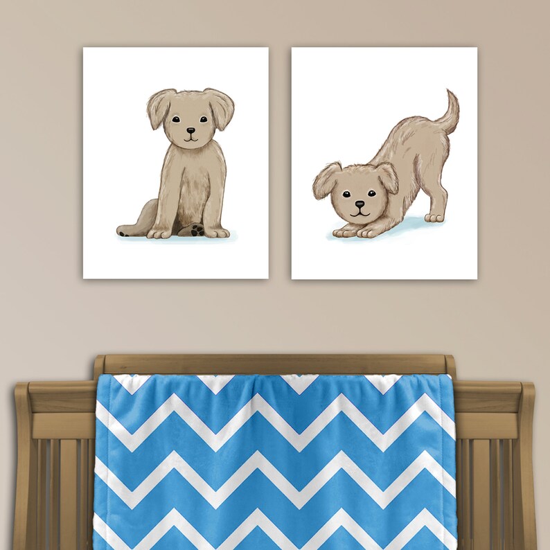 Puppy Nursery Decor Puppy Baby Art Prints Dog Nursery Art Etsy