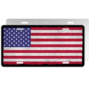 American Flag Novelty License Plate Front of Car Patriotic Aluminum License Plate Vintage American Flag Car Tag Decorative Vanity Car Plate