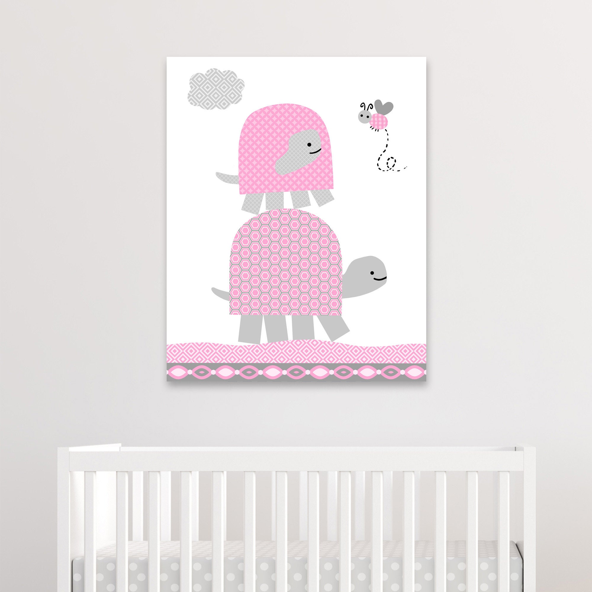 Schildkröte-Wand-Dekor rosa und grau Kindergarten rosa | Etsy