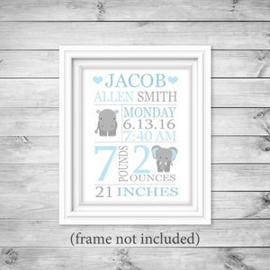Custom Birth Stats Print, Baby Name Art, Personalized Baby Gift, Zoo Birth Announcement, Baptism Gift, Baby Canvas Print, Baby Boy Wall Art