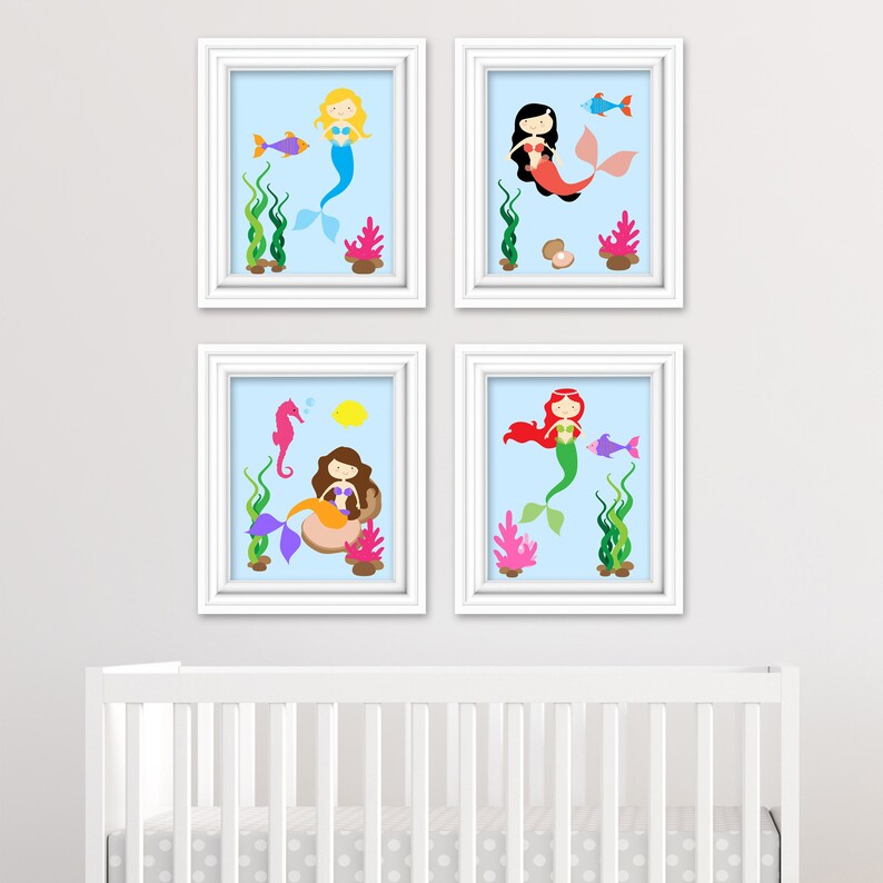 Mermaid Nursery Decor Nautical Girl's Room Decor Under the Etsy