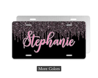 Personalized Glitter Bead Curtain License Plate, Custom Novelty Plate, Front Car Plate, Aluminum License Plate, Decorative Tag, Vanity Plate