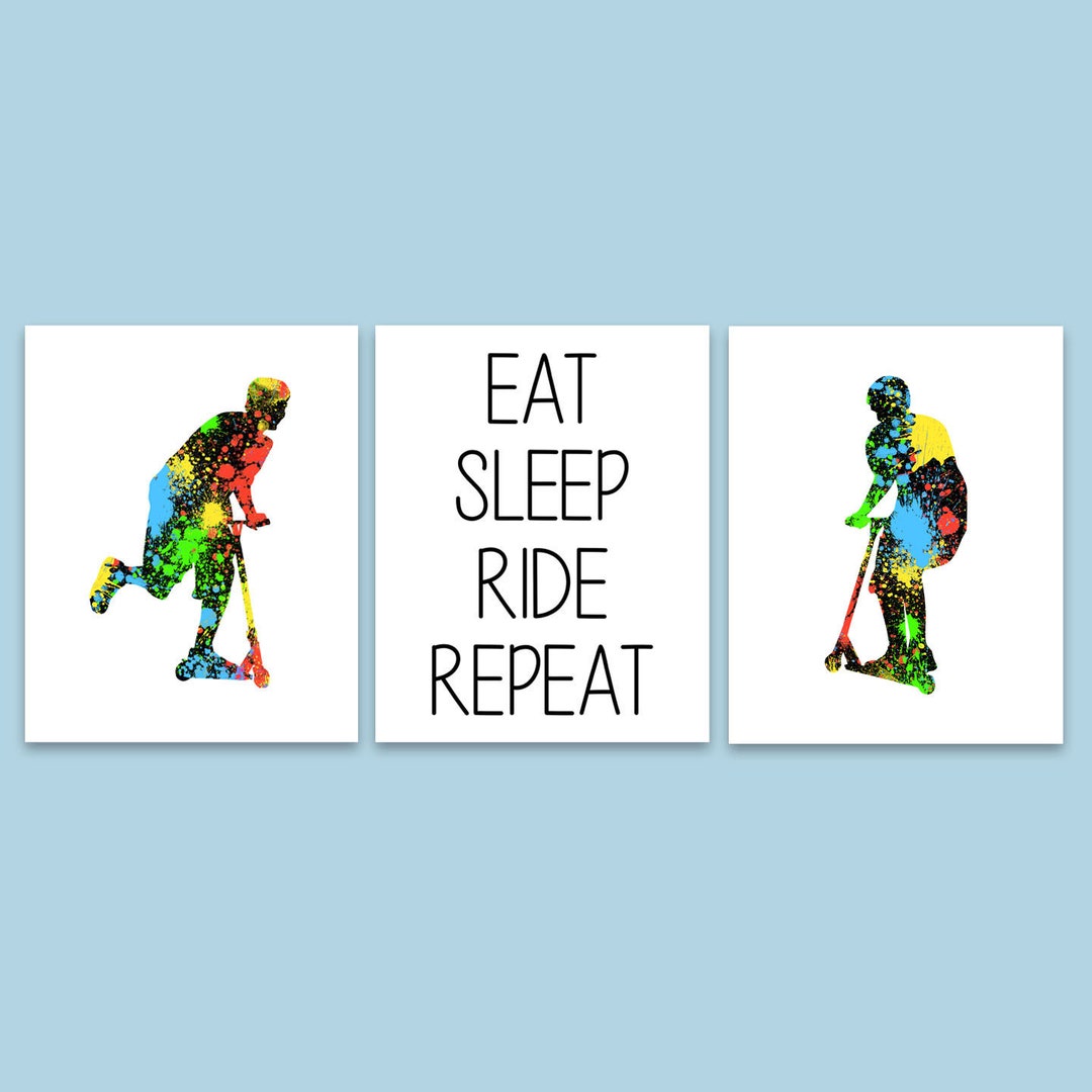 Stunt Scooter Wall Art Extreme Scooter Prints Eat Sleep Ride Etsy