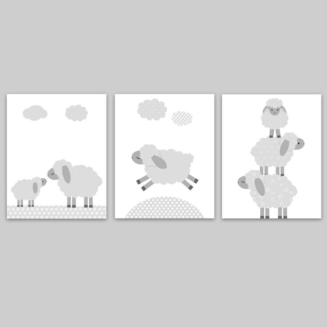 Lamb Nursery Decor Sheep Wall Art Gender Neutral Baby Wall Etsy