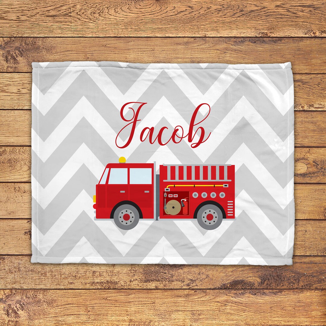Fire Truck Baby Blanket Firefighter Blanket Name Blanket for Etsy
