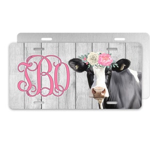 Personalized Highland Cow Front Car Tag with Monogram, Highland Cow License Plate for Front of Car, With or Without Monogram
