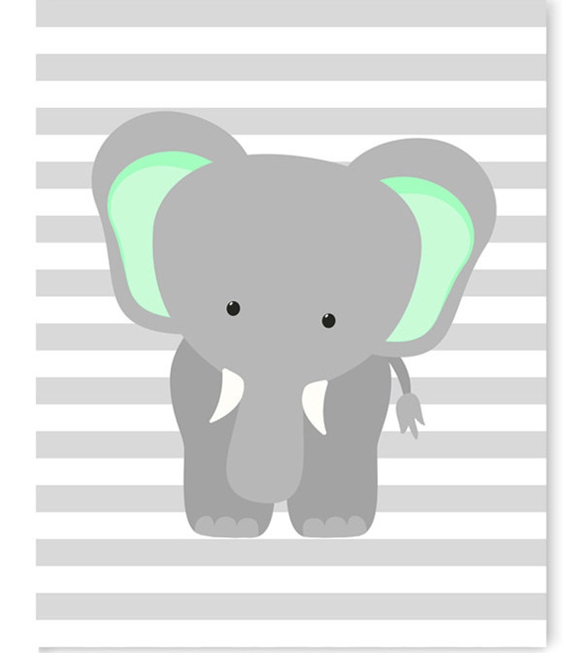 Elephant Nursery Art Gray and Mint Elephant Print Mint Etsy Canada
