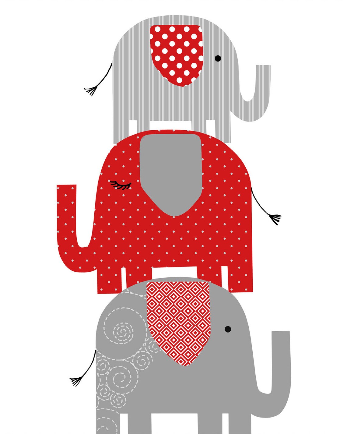 Elephant Nursery Elephant Wall Art Baby Boy Nursery Red and Etsy