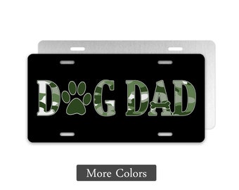 Dog Dad License Plate, Faux Glitter, Dog Custom Novelty Plate, Front of Car Plate, Aluminum License Plate, Decorative Car Tag, Gift for Him