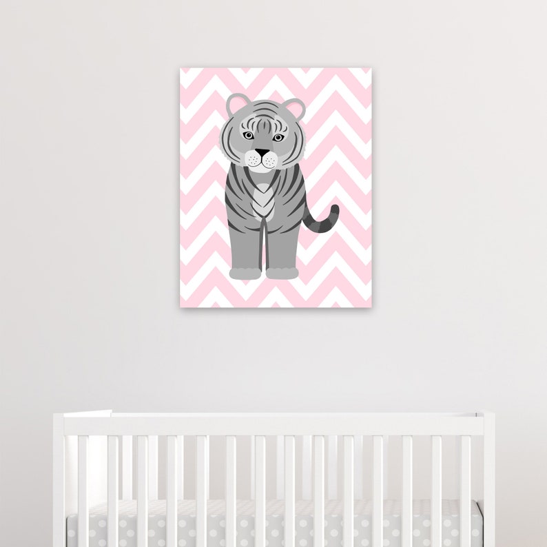 Tiger Nursery Decor Tiger Wall Art Zoo Nursery Decor Grey Etsy