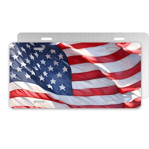 Nummerplaat Amerikaanse vlag, zwaaiende autotag Amerikaanse vlag voor, patriottische nummerplaat, autodecor VS, autoaccessoire Amerikaanse vlag